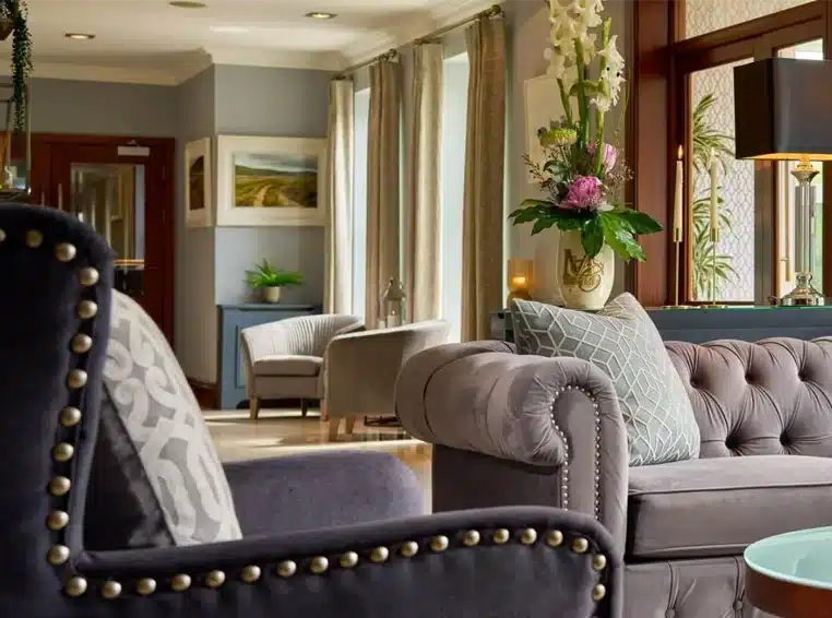 Hotel lounge with sofa