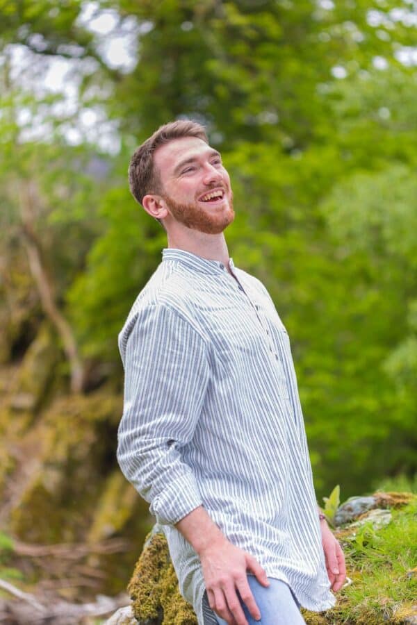 Blue Ivory Striped Grandfather Shirt.jpg