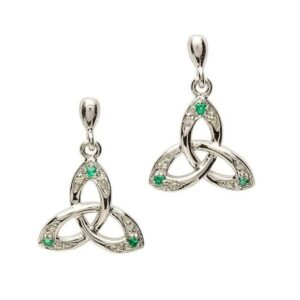 Celtic Trinity Knot Earring with Emerald and Diamonds SE2028.jpg