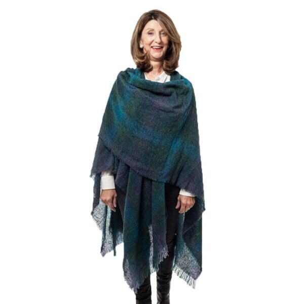 Celtic Woollen Ruana Teal Check 87A.jpg