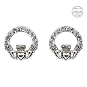 Claddagh Stud Earrings with Swarovski Crystals.jpg