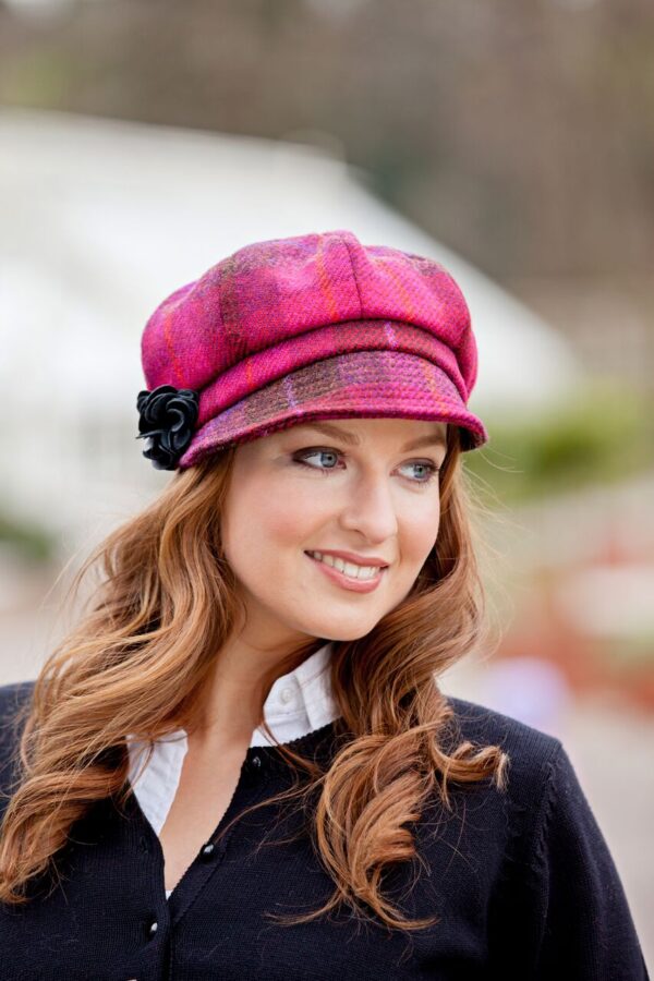 Pink Red Tartan Newsboy Hat.jpeg