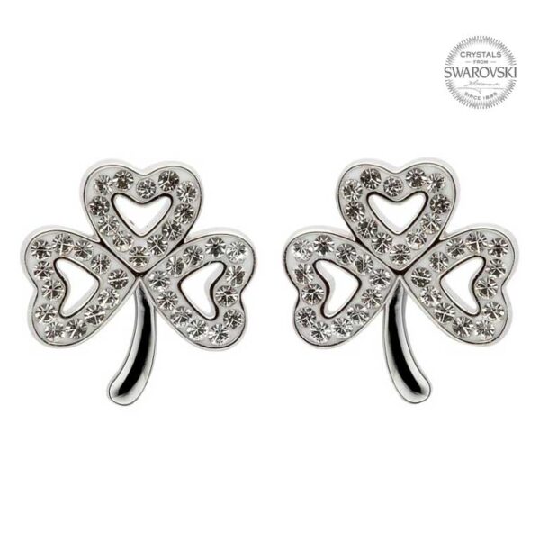 Shamrock Stud Earrings with Swarovski Crystals SW51.jpg