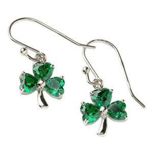 Silver Green Shamrock Earrings.jpg