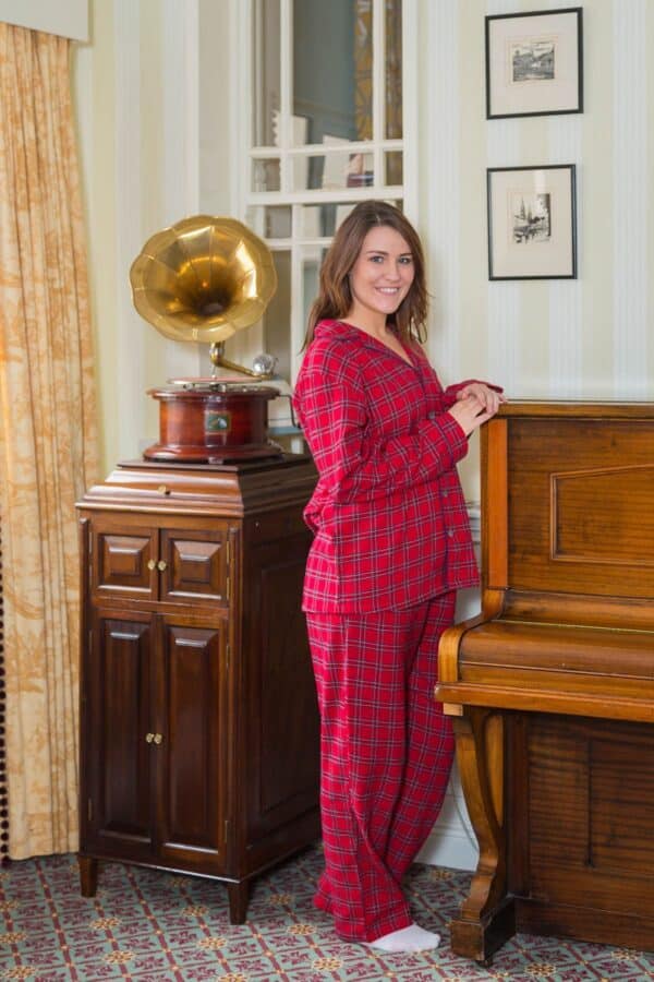Womens Red Tartan Flannel Pajamas LV27.jpg
