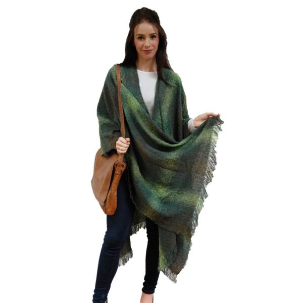 celtic wool ruana Moss Green Check90B L.jpg