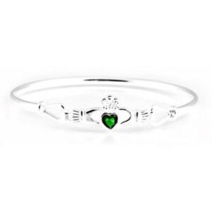 claddagh bangle with emerald Cubic Zirconia.jpg
